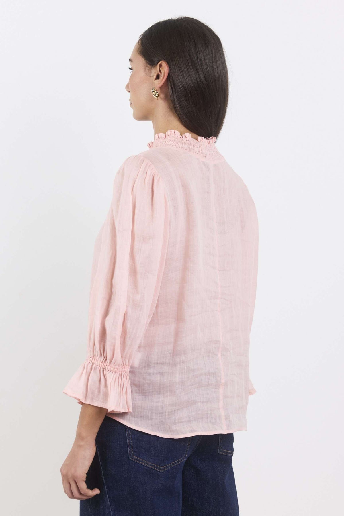 occasion Pale Pink shirred neck Top