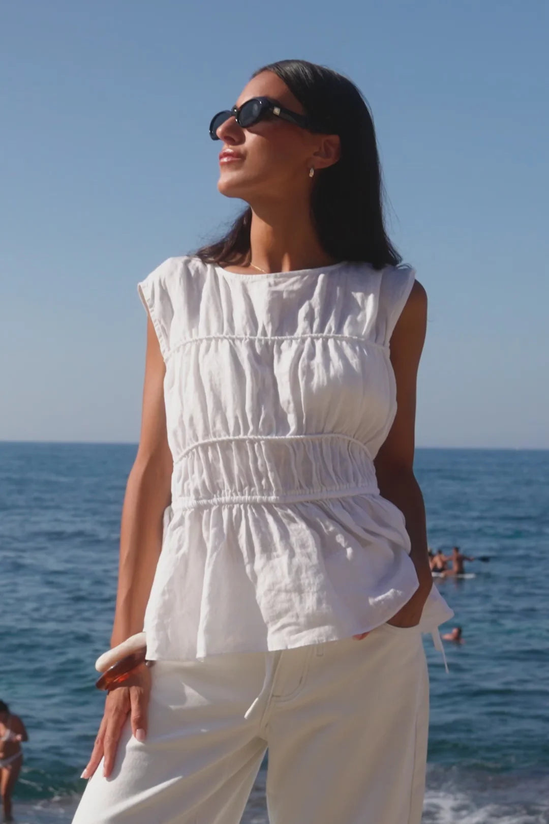 Context Ivory Linen Sleeveless Top