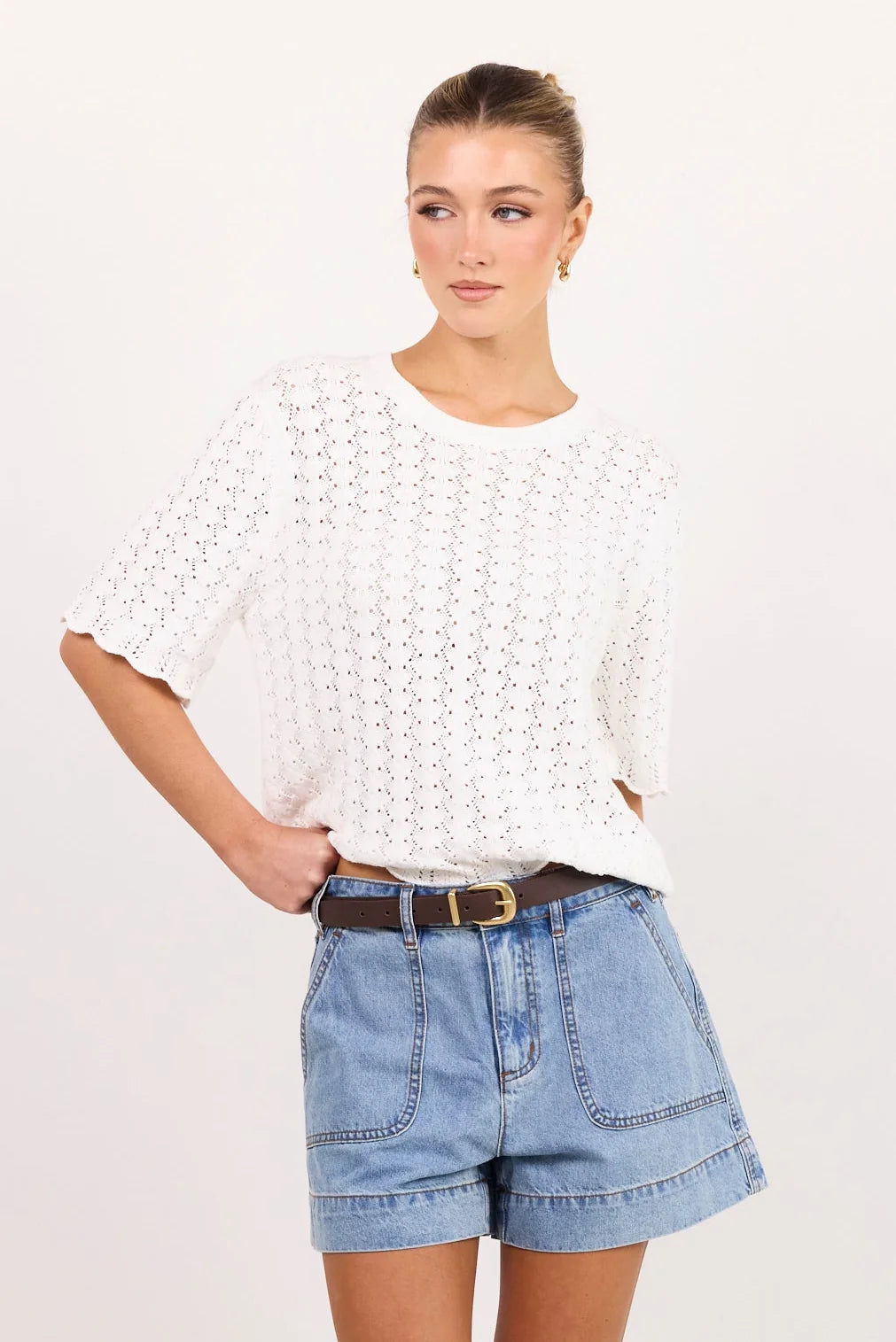 Kindly mid blue pocket front denim short