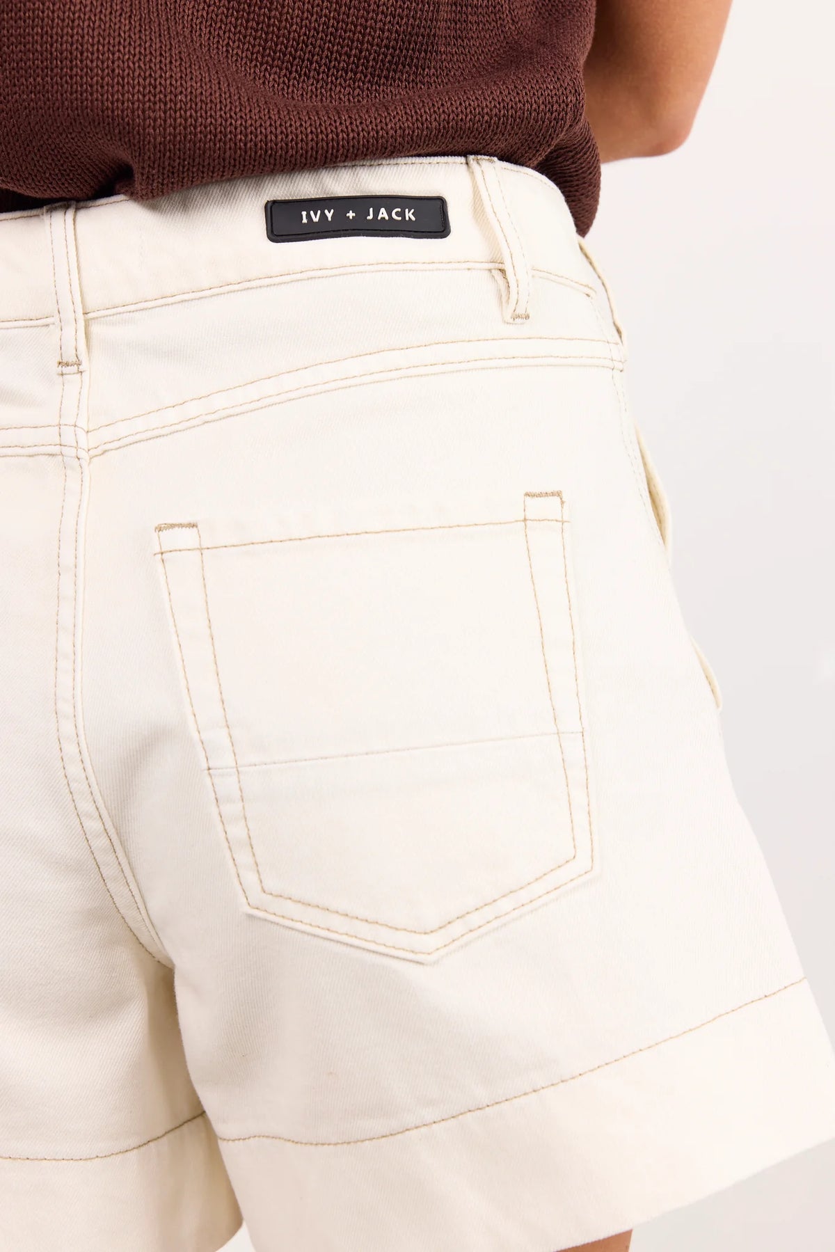 Kindly Ecru pocket front denim short