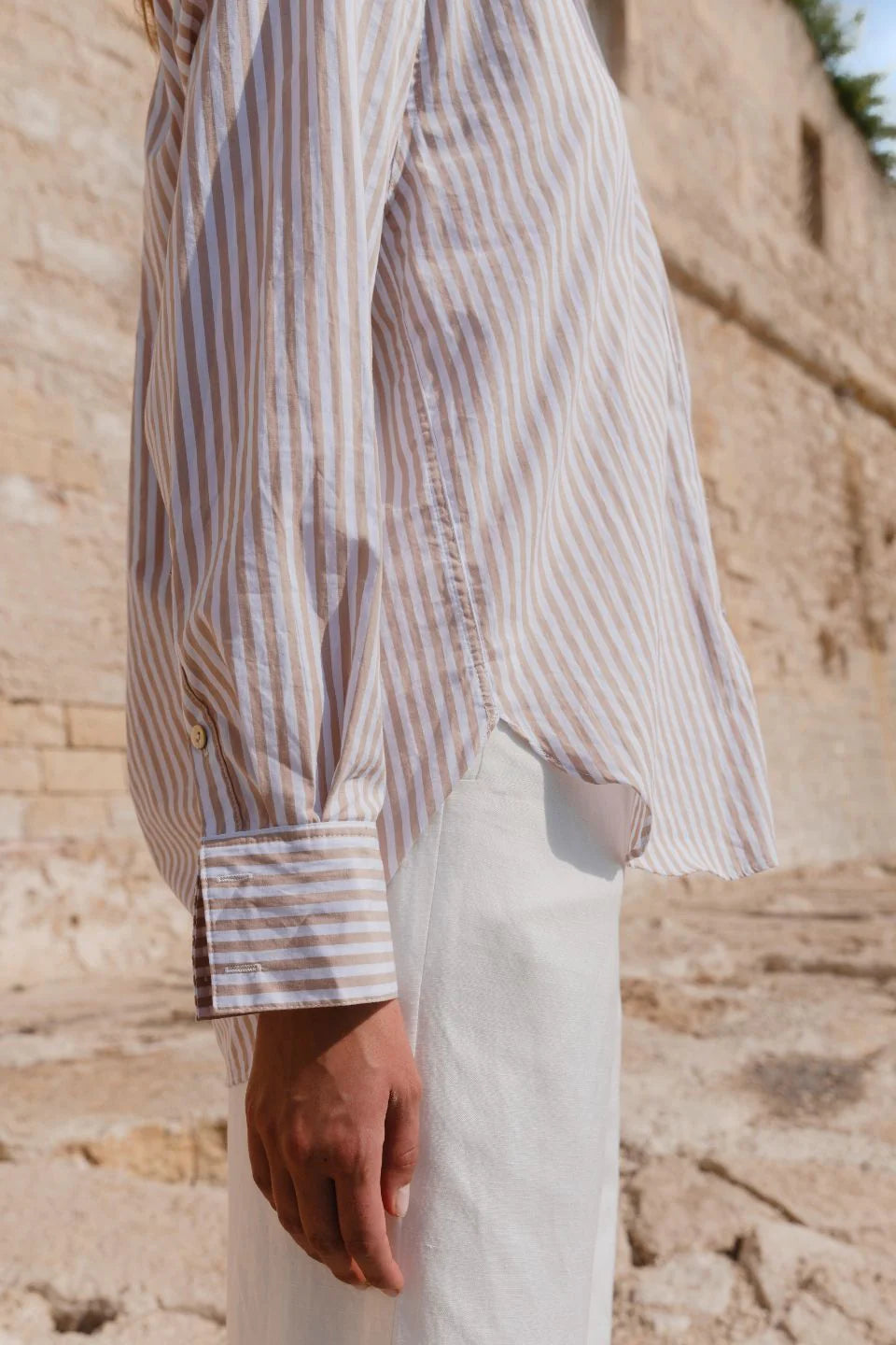 Ecru stripe oversized shirt