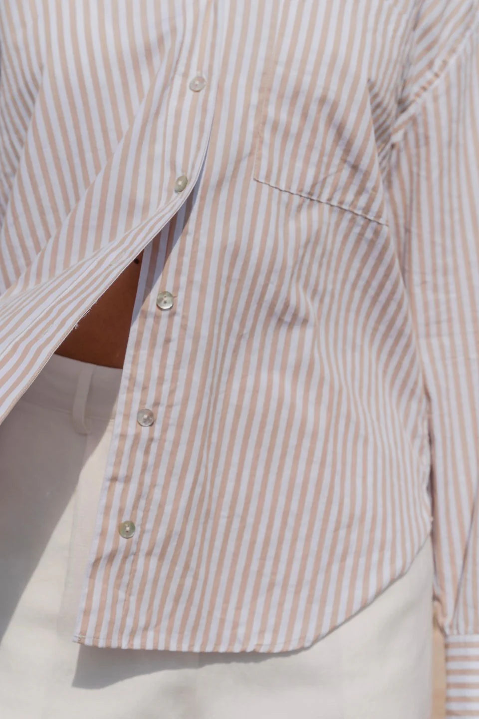 Ecru stripe oversized shirt