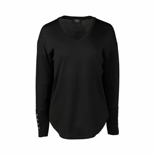 Merino V Neck Top Black