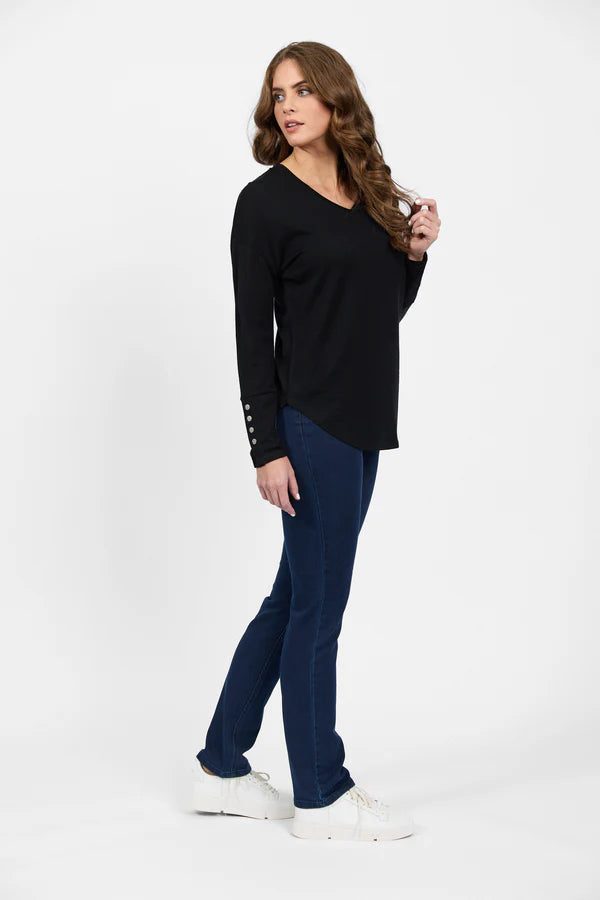 Merino V Neck Top Black