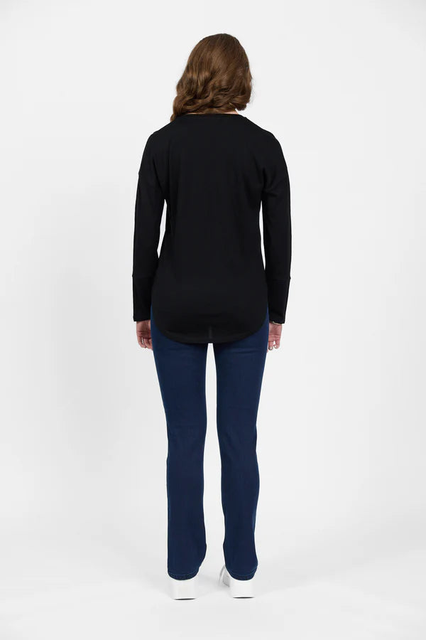 Merino V Neck Top Black