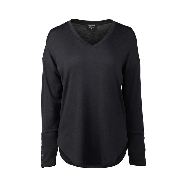 Merino V Neck Top Midnight