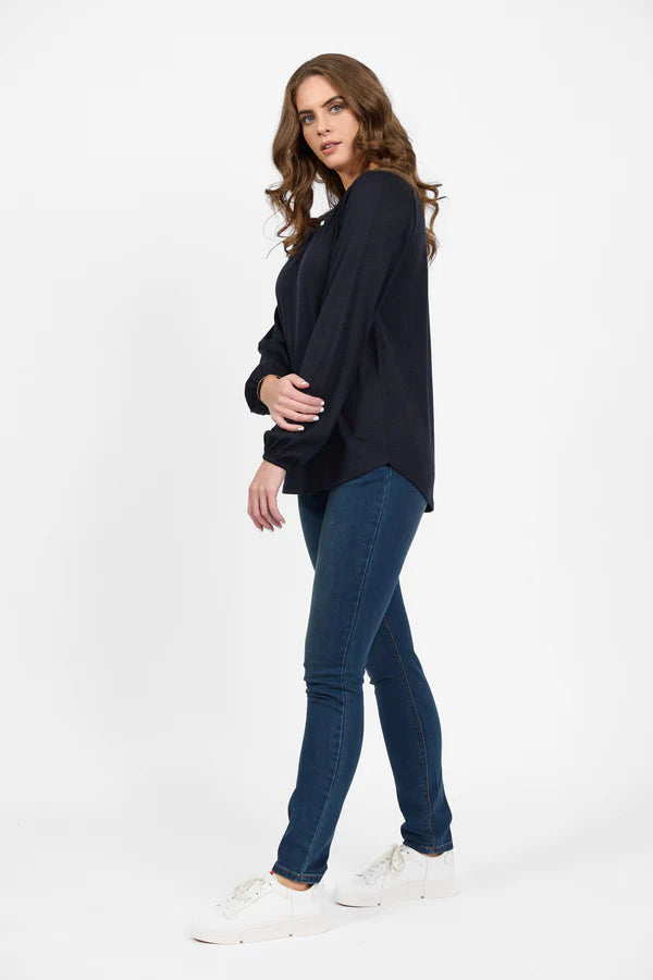 Merino Round Neck Top Midnight
