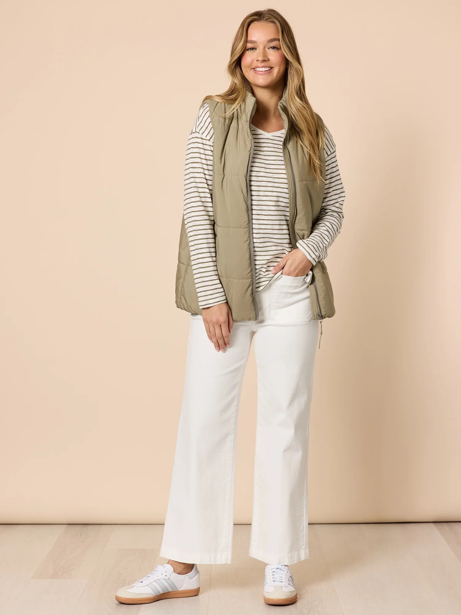 City Stripe Tee Khaki/Ivory