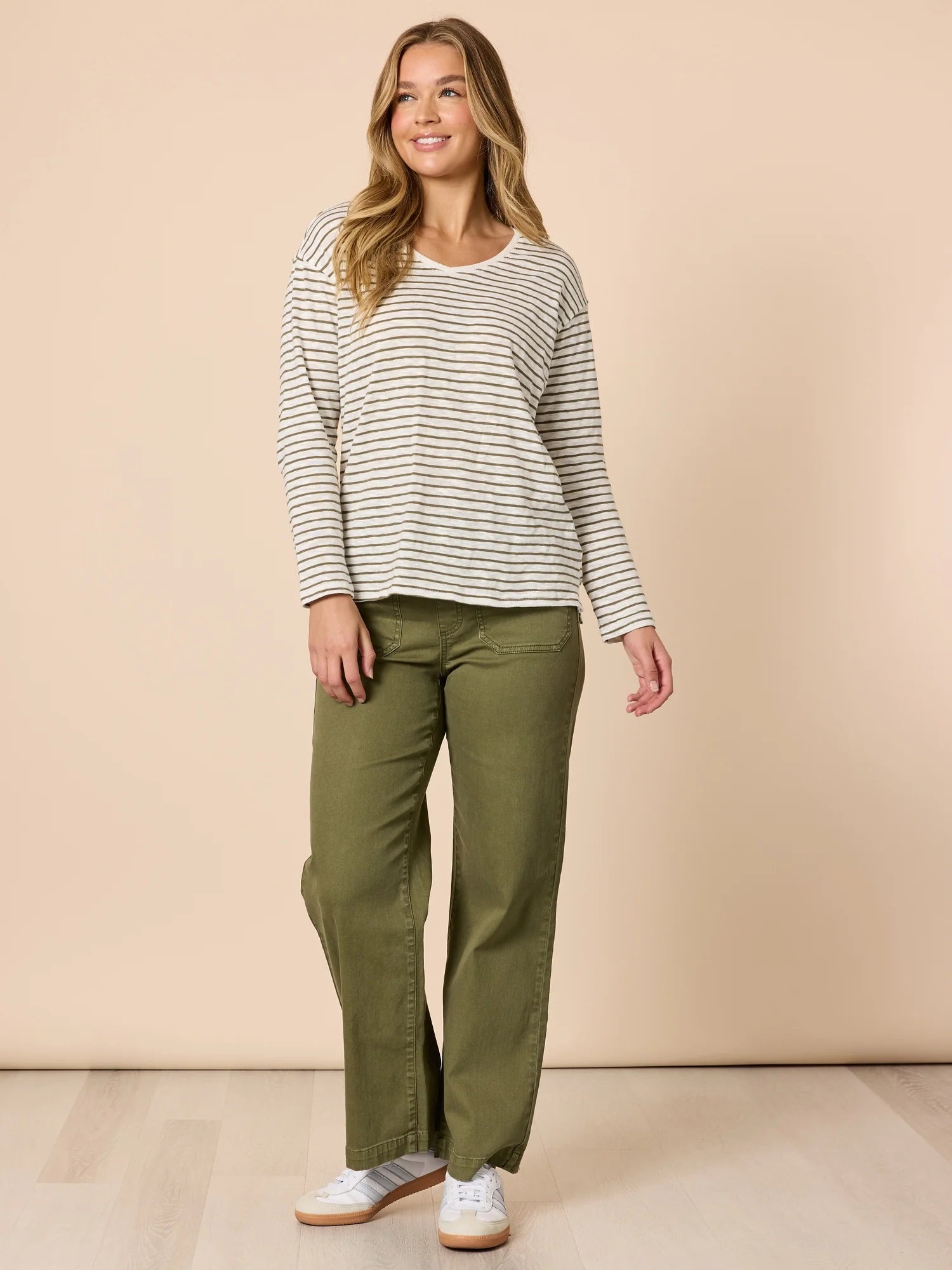 City Stripe Tee Khaki/Ivory