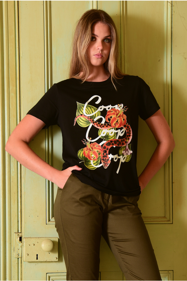 Snake It Off Tee Black and White