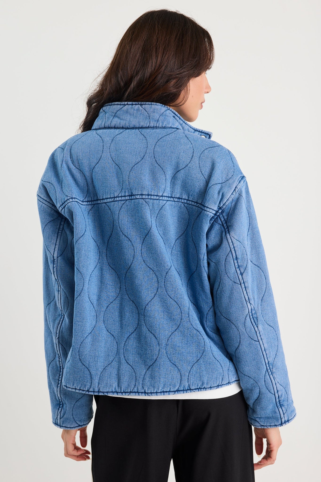 Apex storm blue denim collared jacket
