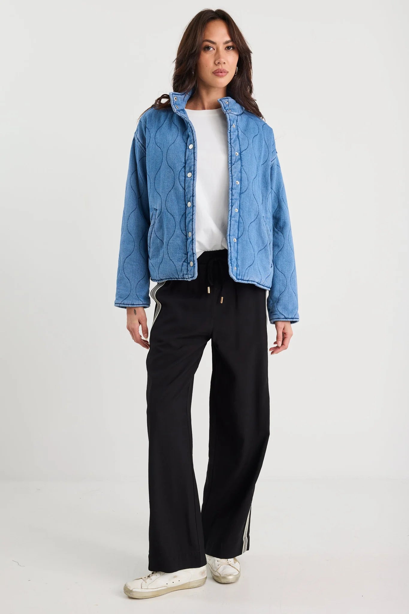 Apex storm blue denim collared jacket