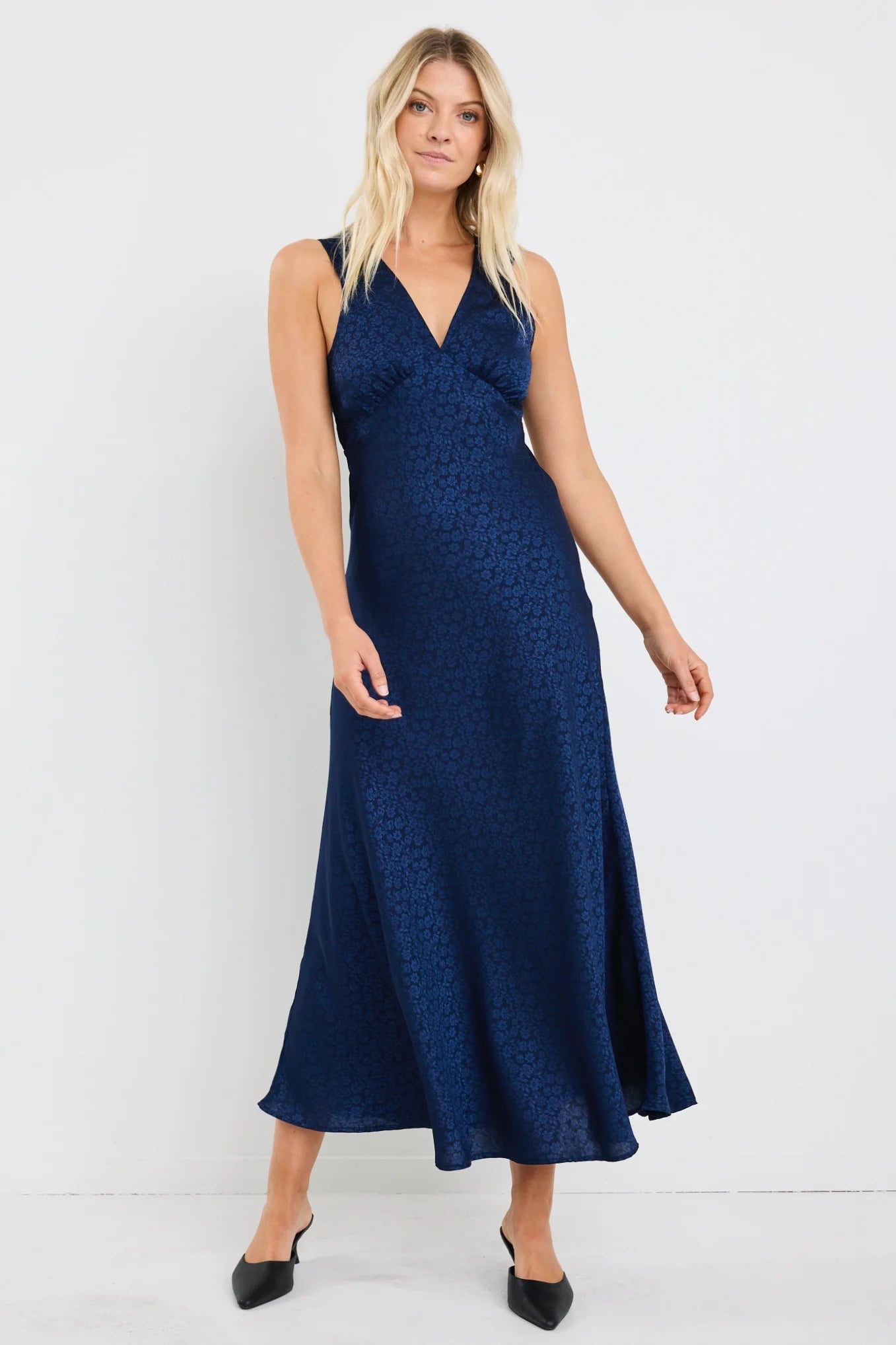 Aston Ink Jacquard Satin Maxi Dress