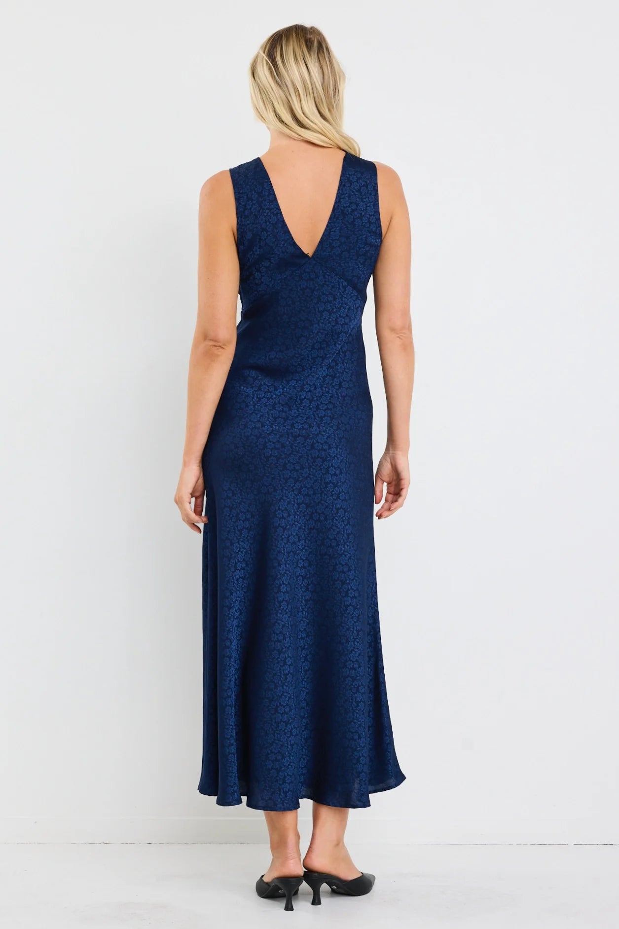 Aston Ink Jacquard Satin Maxi Dress