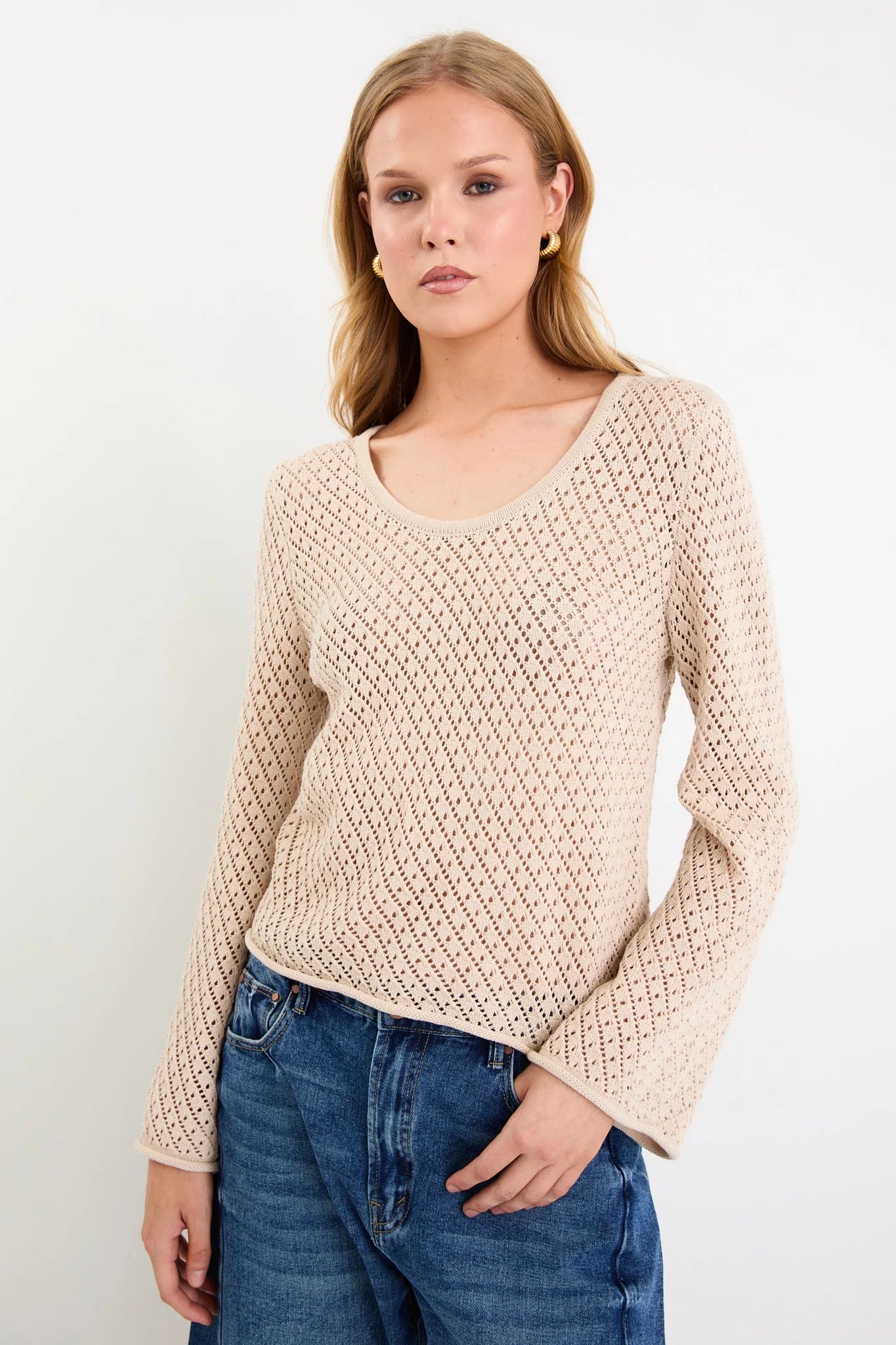Aurora String Scoop Neck Crochet Jumper
