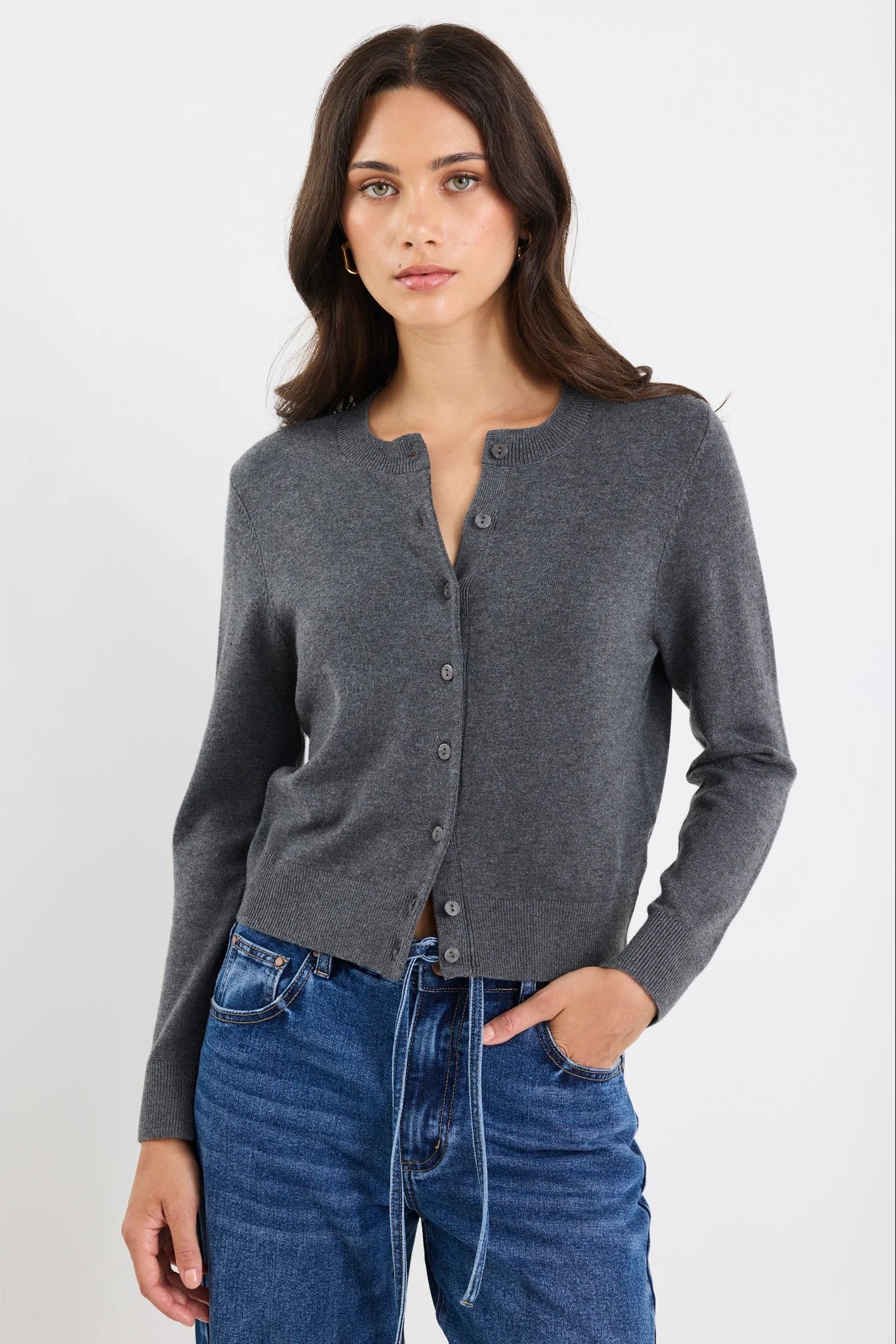 Autograph Charcoal Crewneck Cardigan