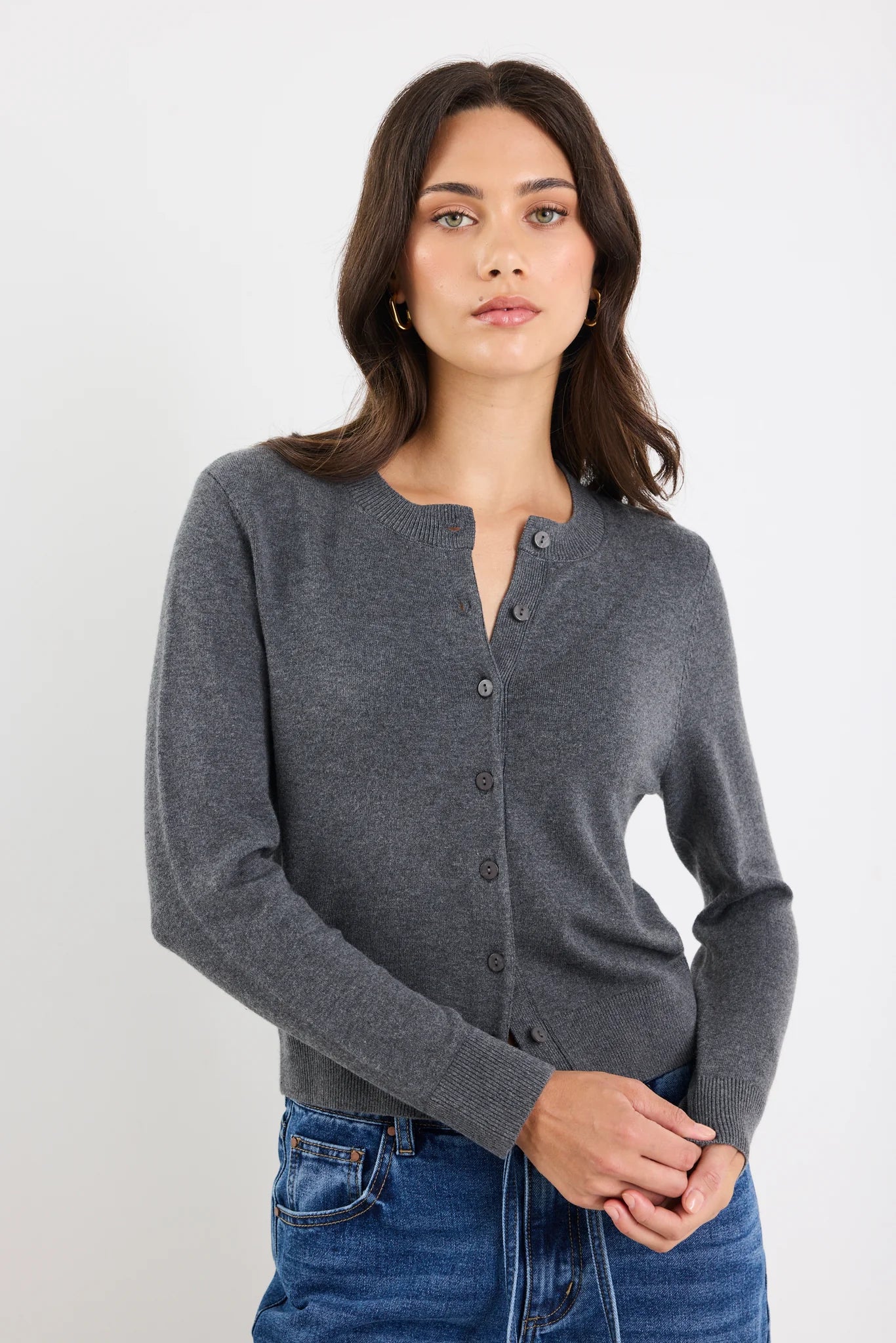 Autograph Charcoal Crewneck Cardigan