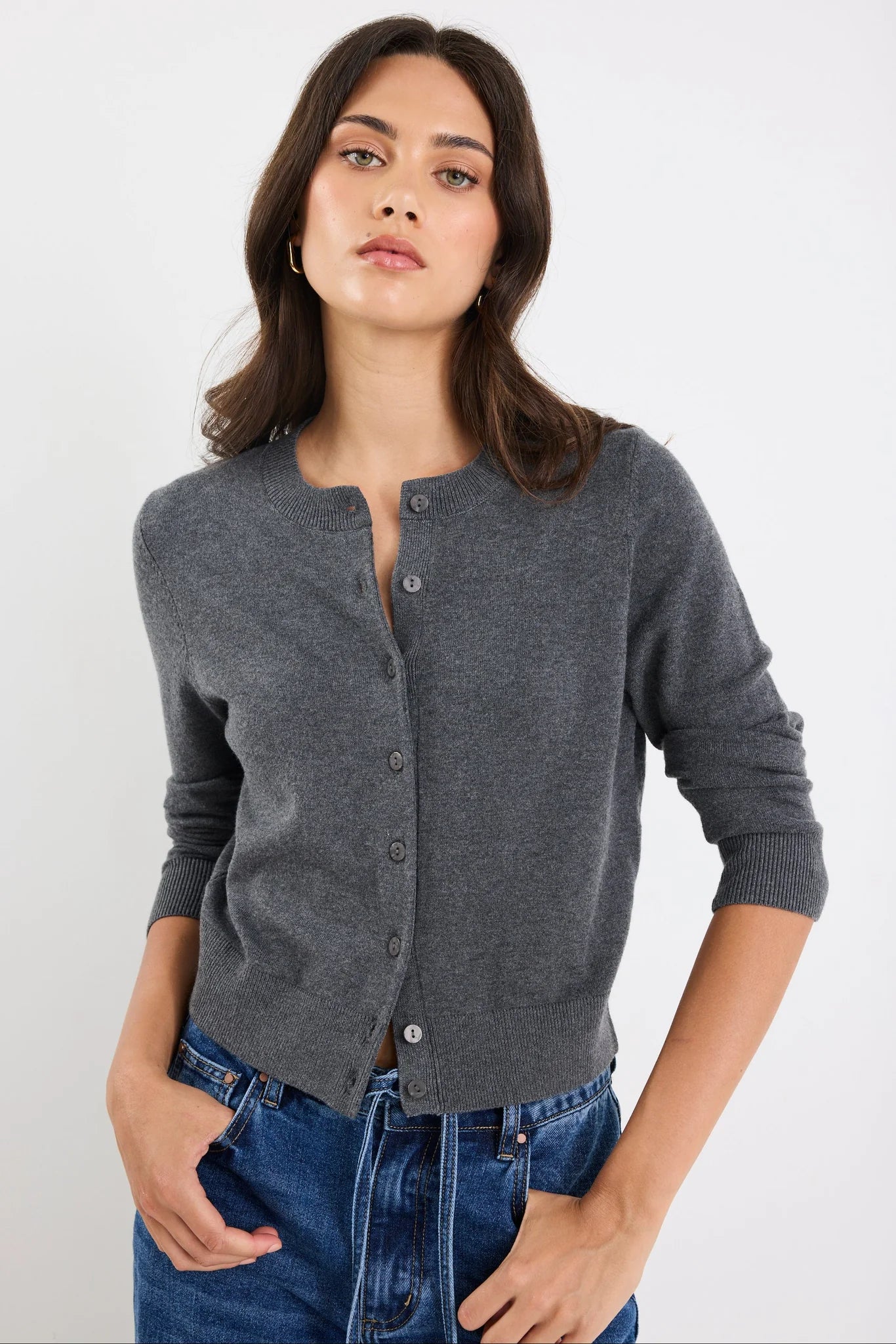 Autograph Charcoal Crewneck Cardigan