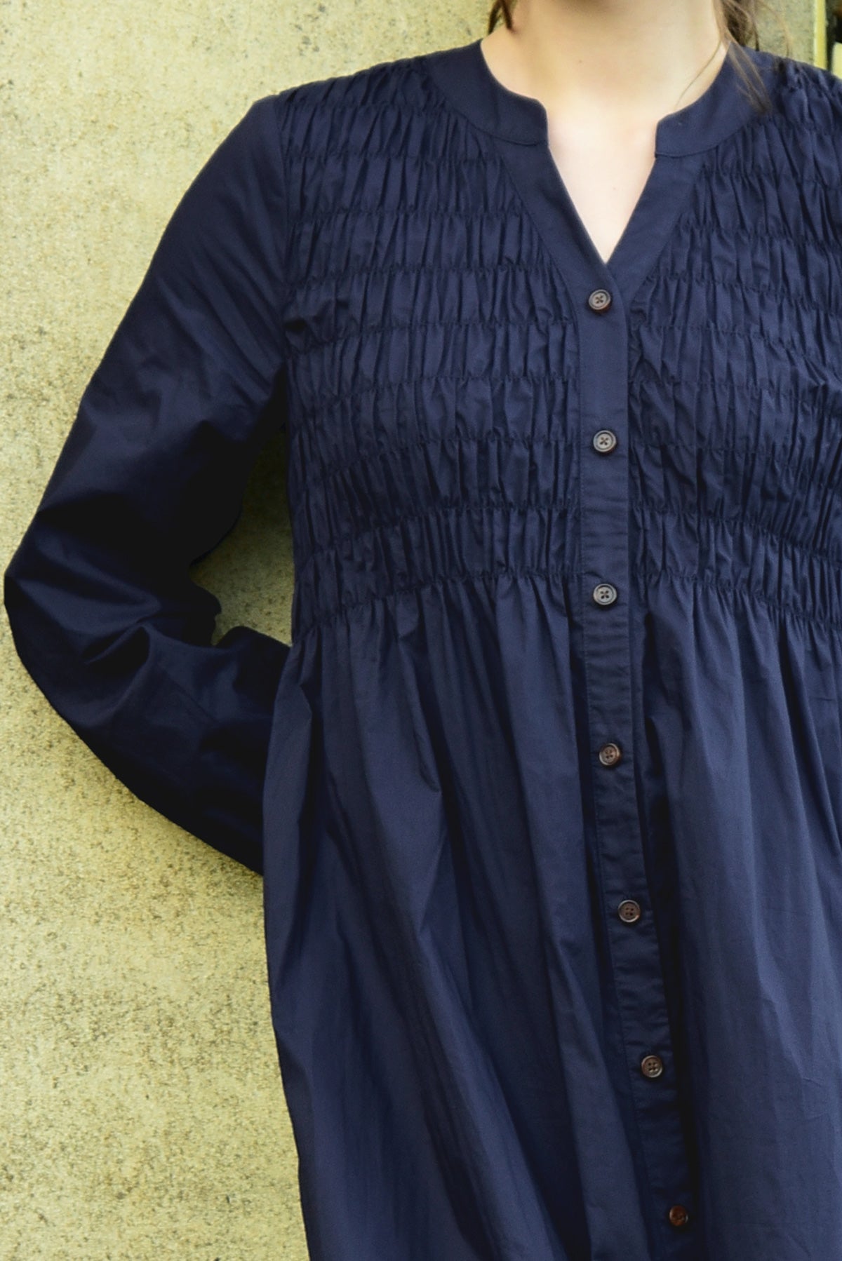 Shirred Space Dress Navy