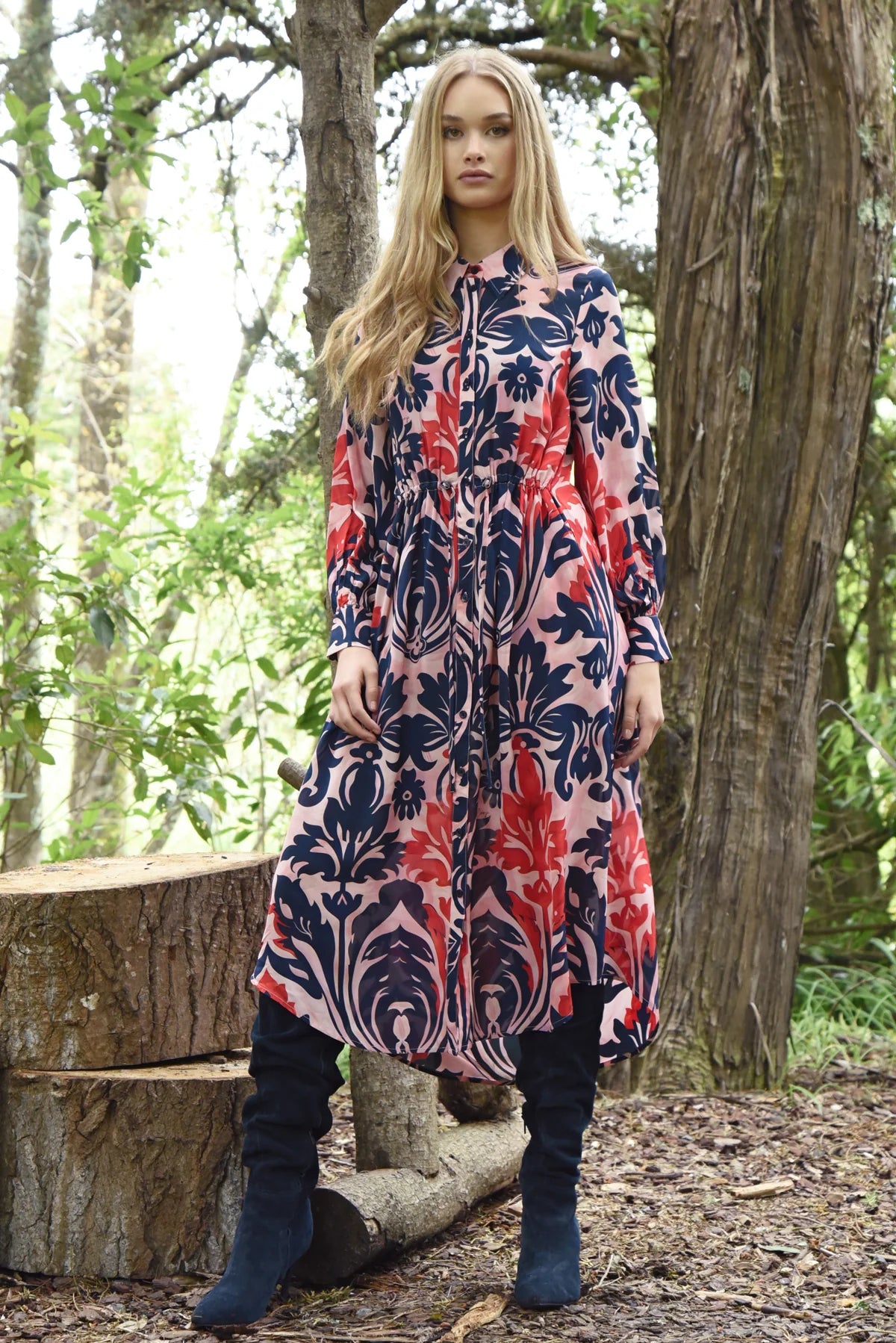 Draw Me Near Dress Pink & Navy