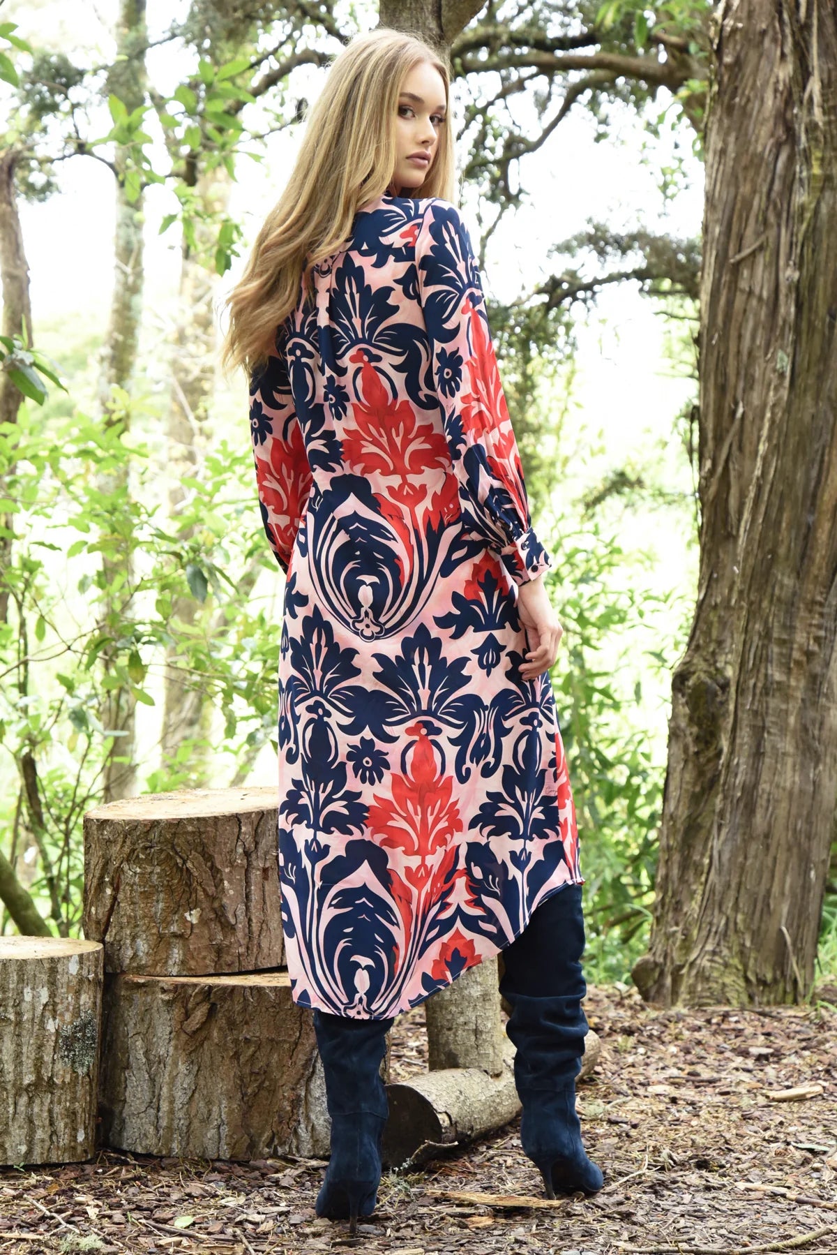 Draw Me Near Dress Pink & Navy