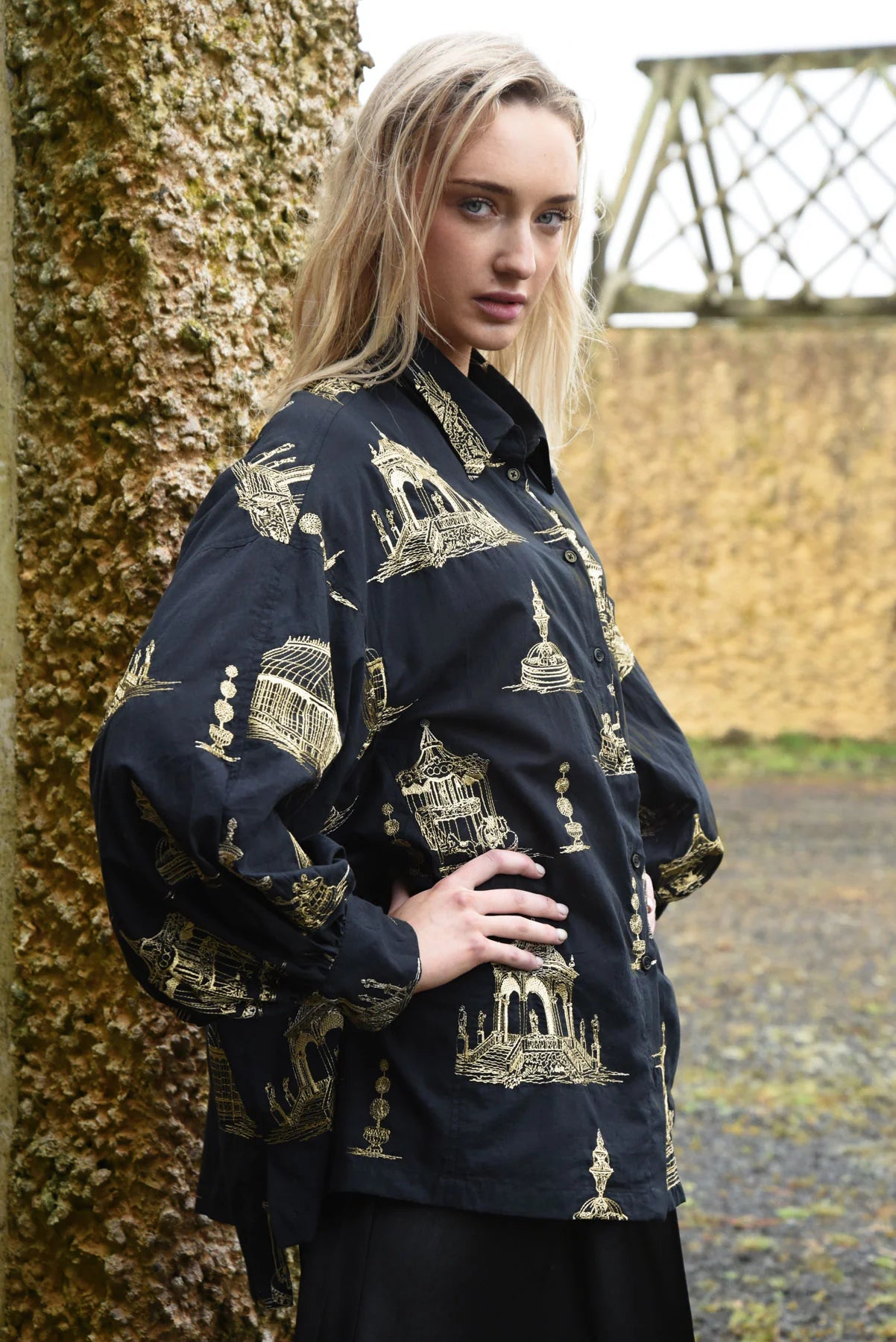 Loose & Luxe Shirt- Black & Gold