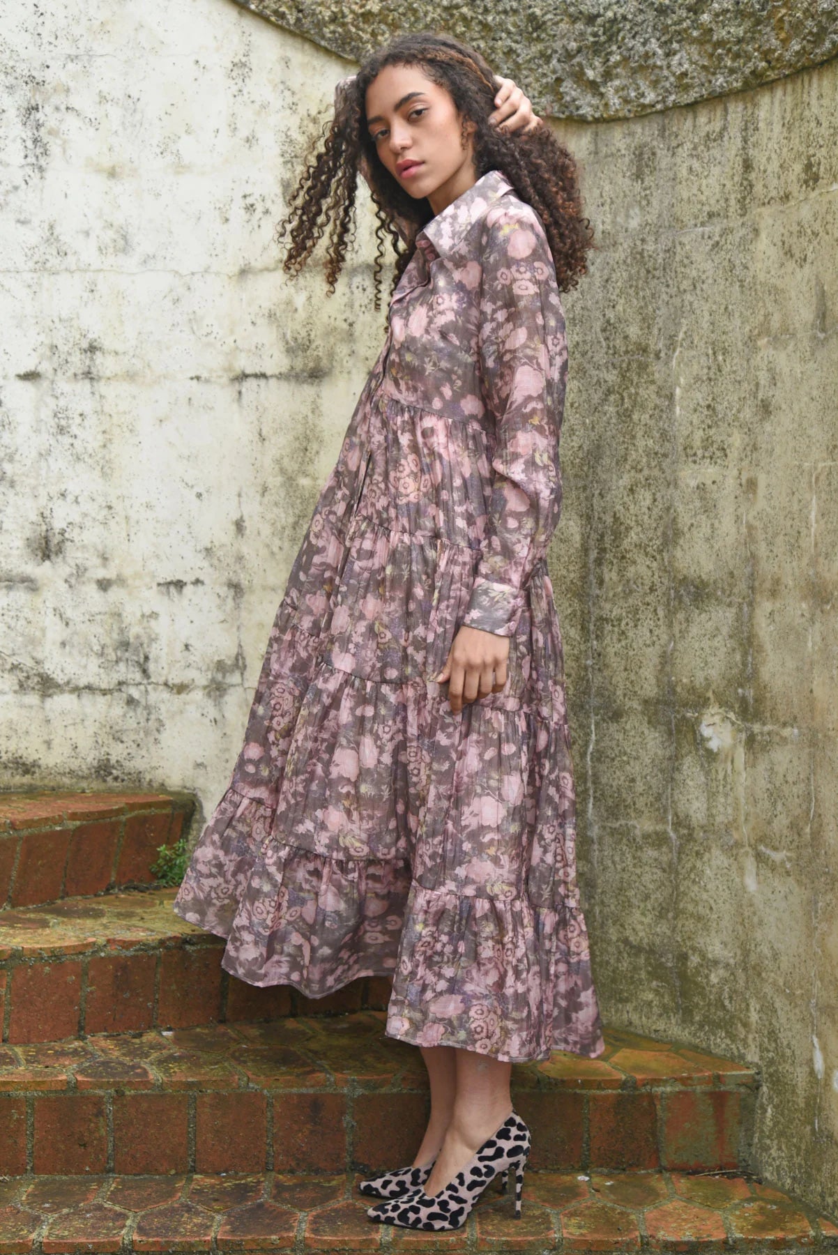 Sun & The Swoon Dress- Pink&Grey