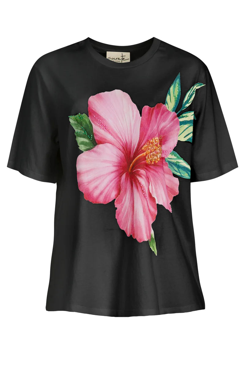 Hibiscus Of the Time T-shirt Black