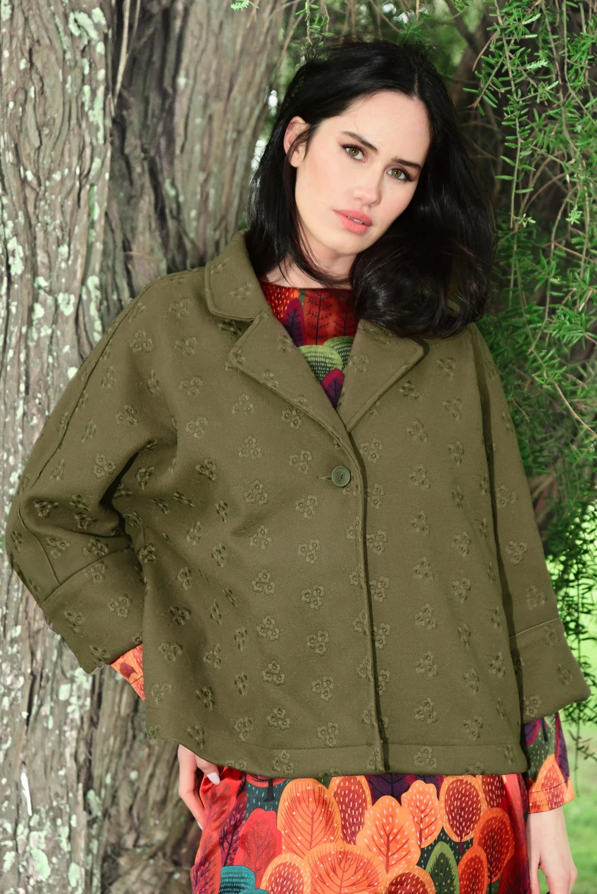 Woven At Heart Jacket  Olive