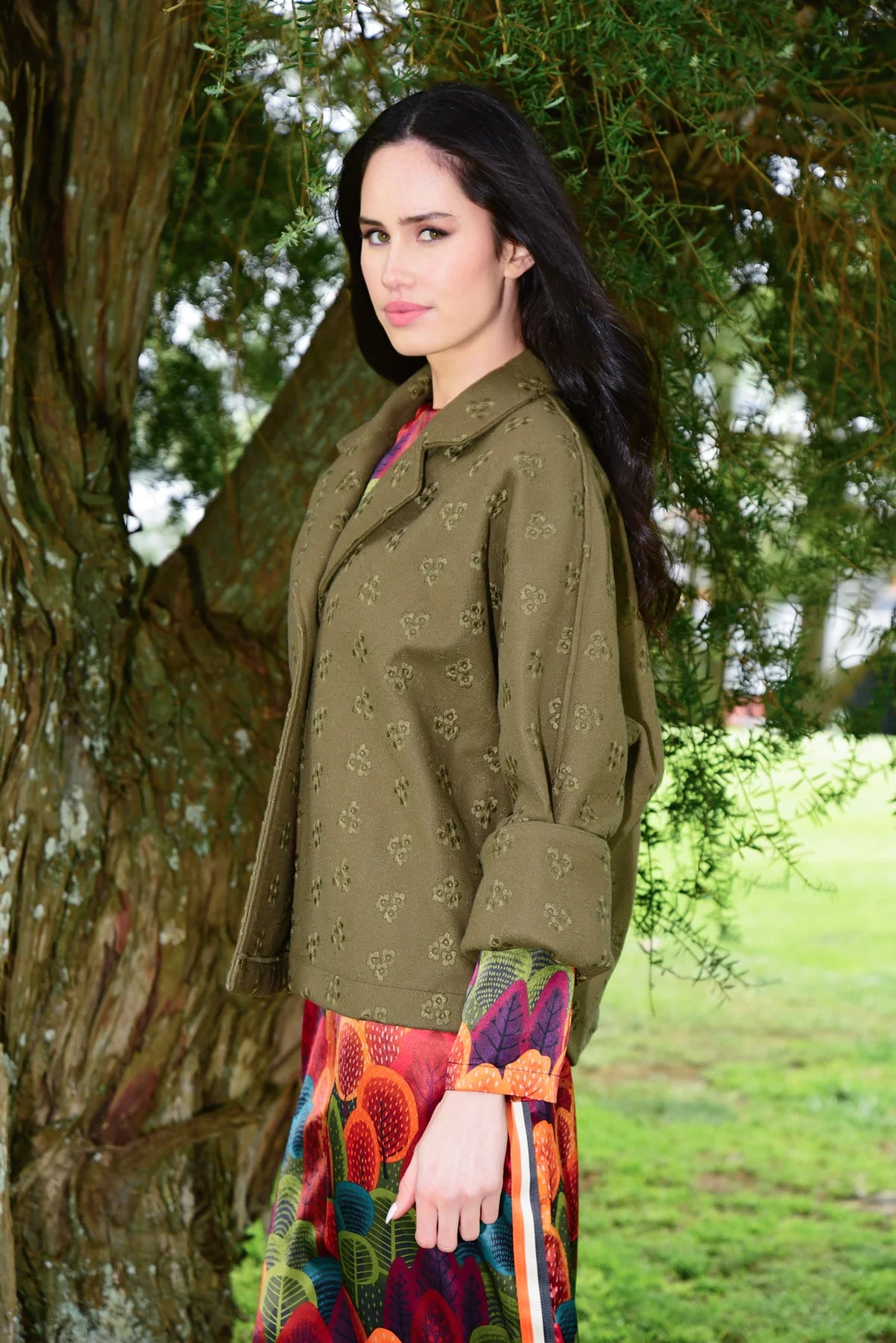 Woven At Heart Jacket  Olive