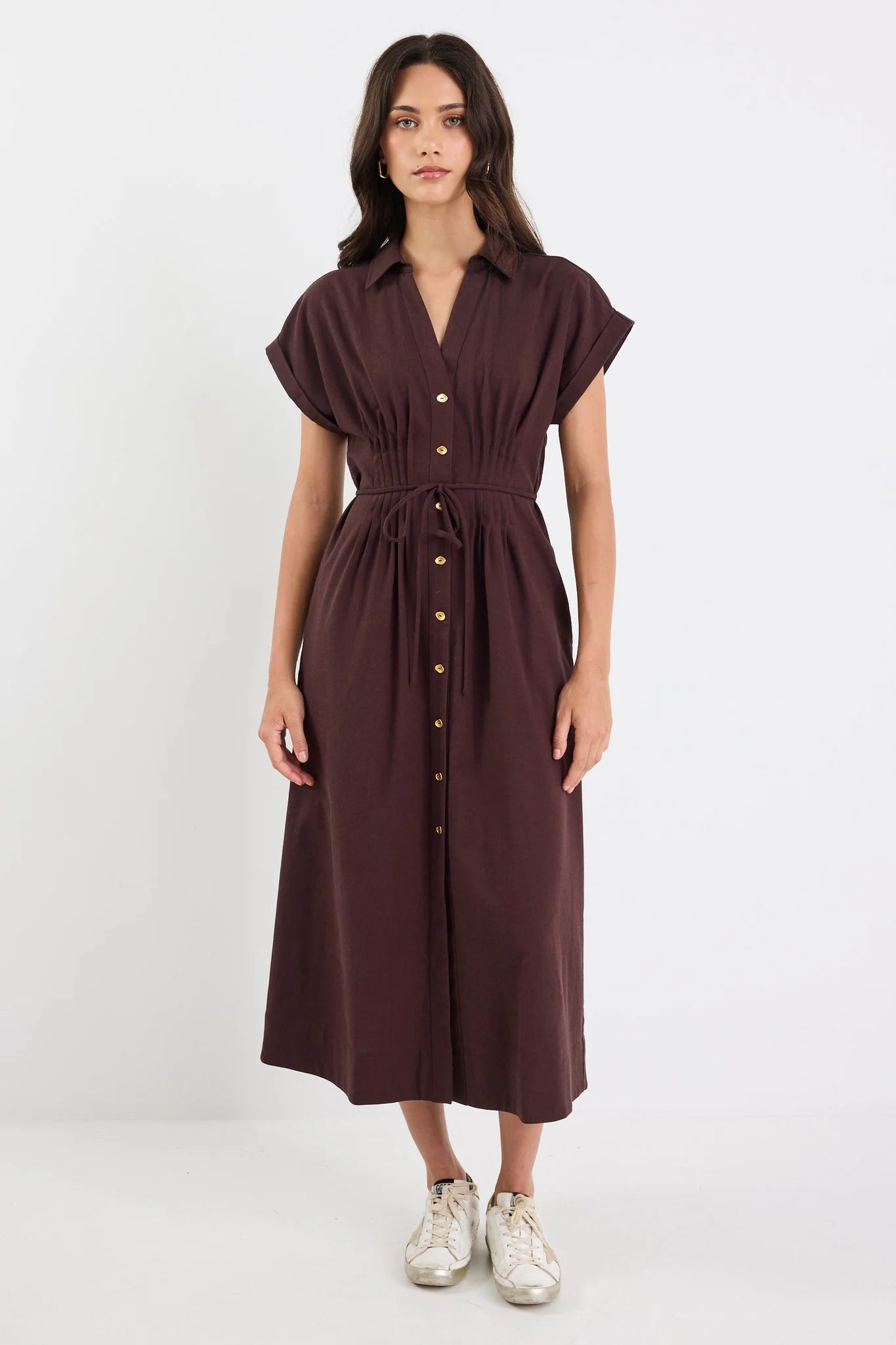 Carriage Chocolate Midi Shirt Dress
