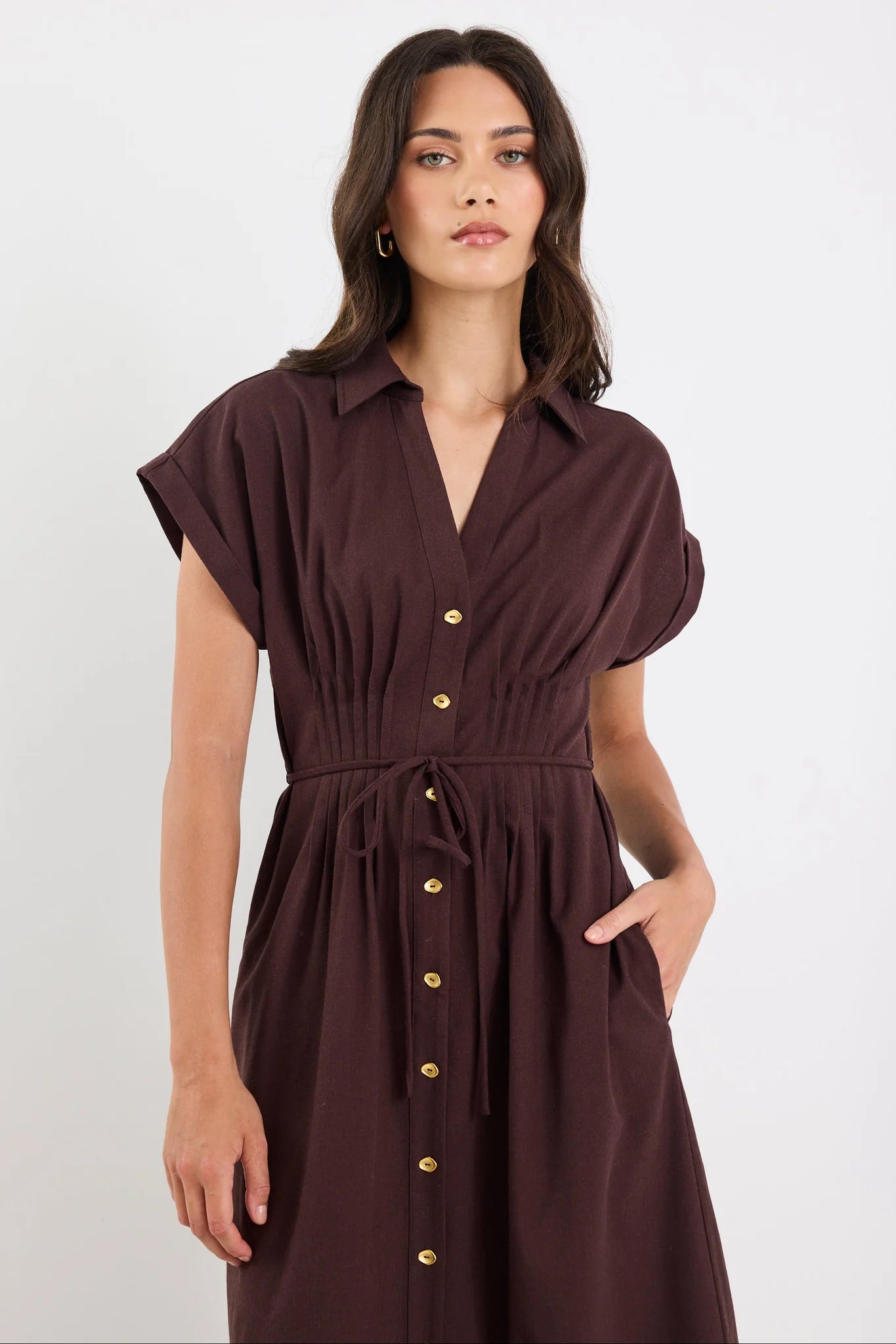Carriage Chocolate Midi Shirt Dress