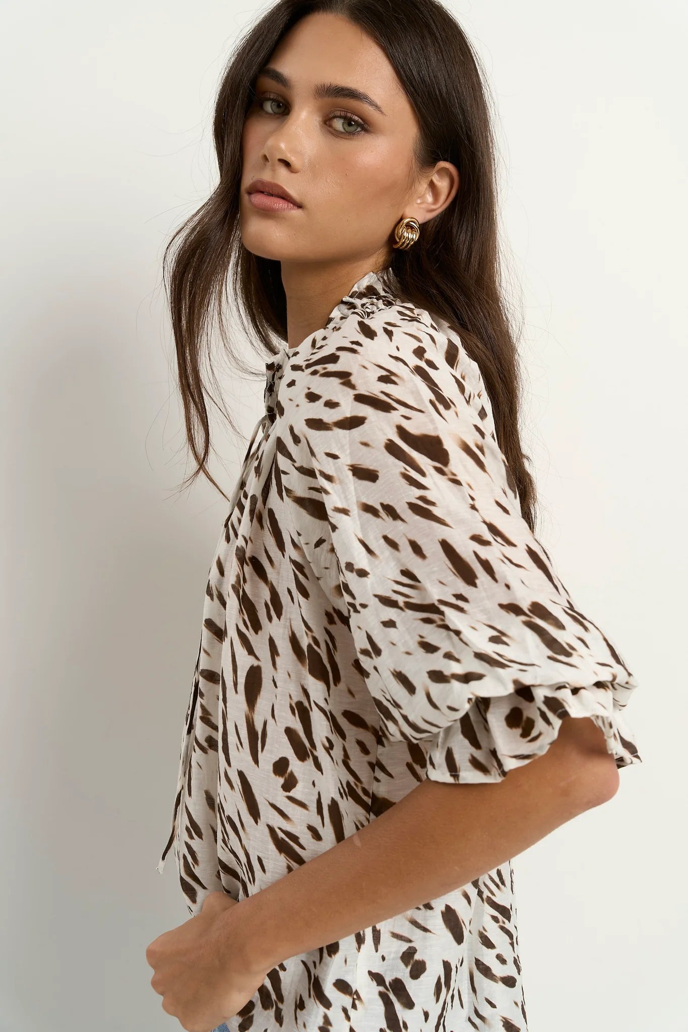 Certainty White Chocolate Animal Shirred Top