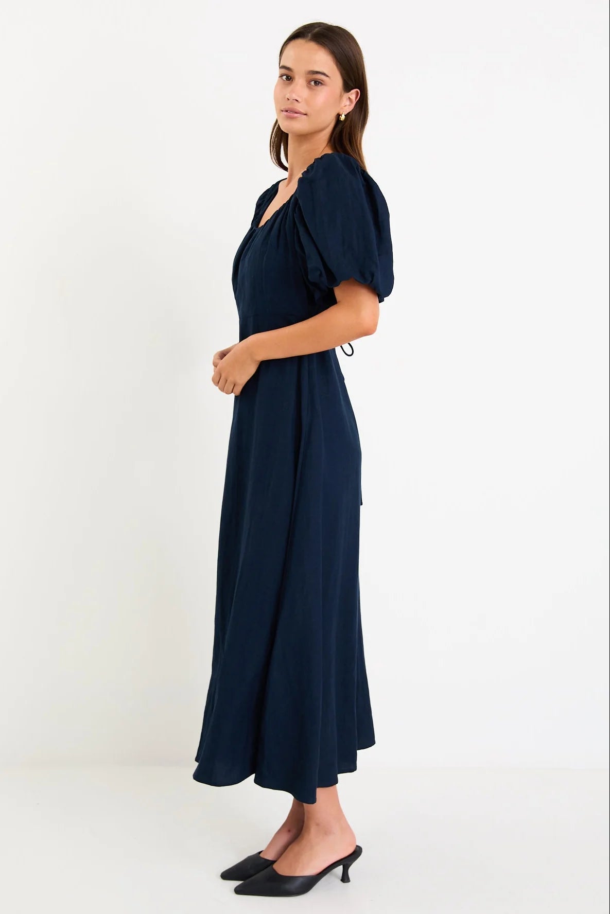Chorus Navy Puff Sleeve Maxi Dress