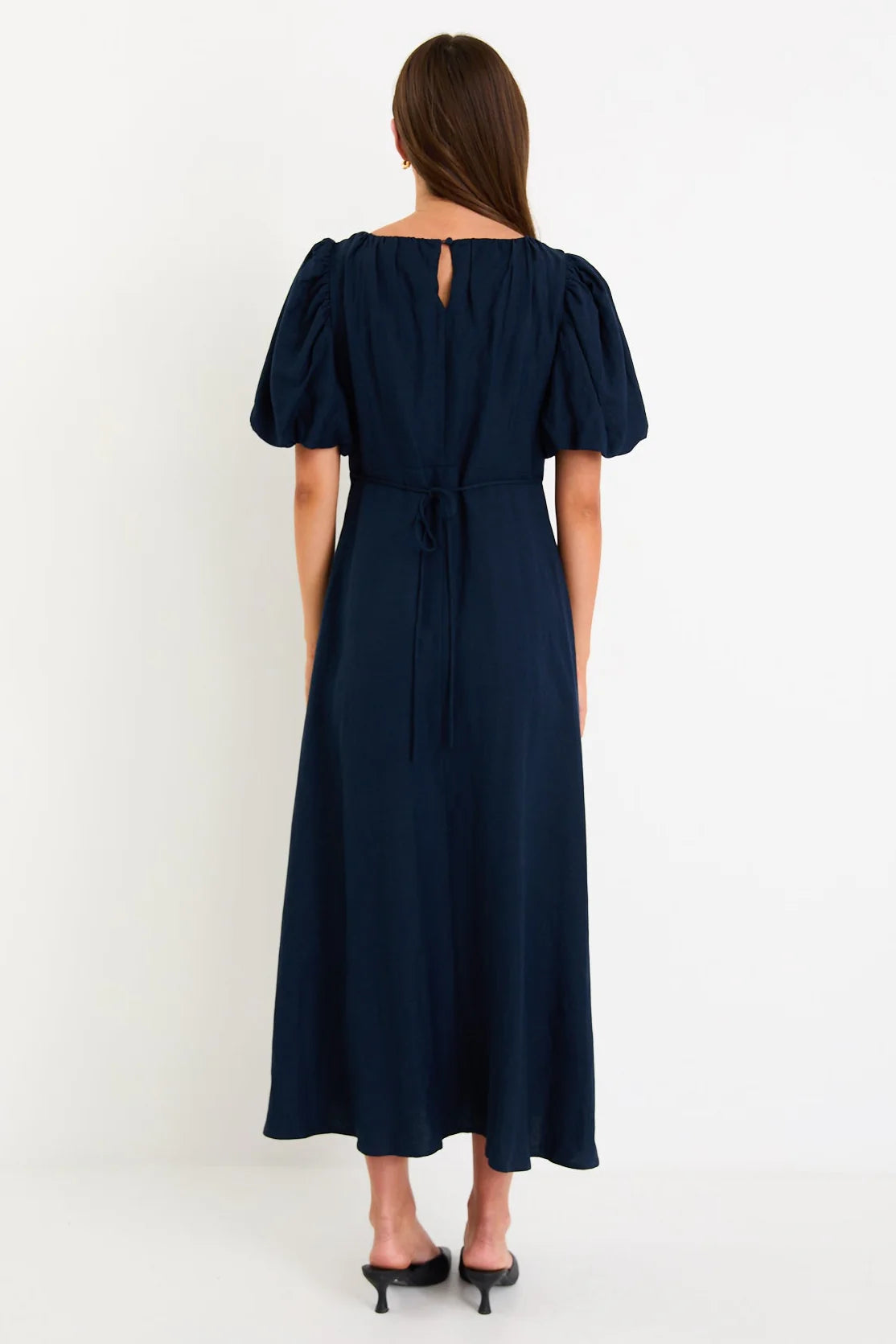 Chorus Navy Puff Sleeve Maxi Dress