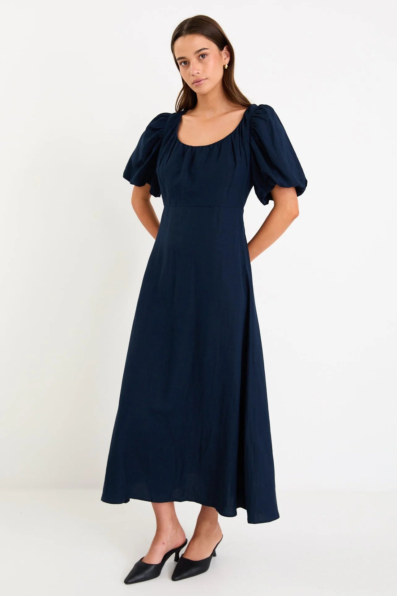 Chorus Navy Puff Sleeve Maxi Dress