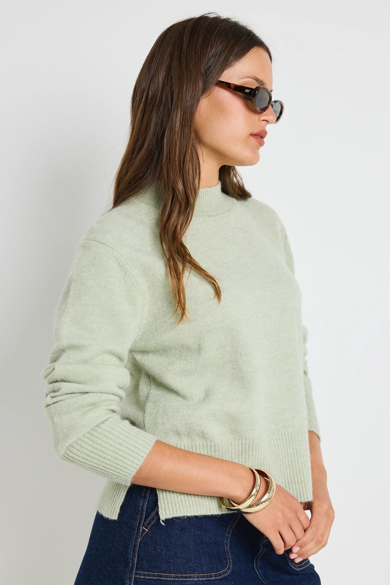 Cloud Sage Funnel Neck Jumper