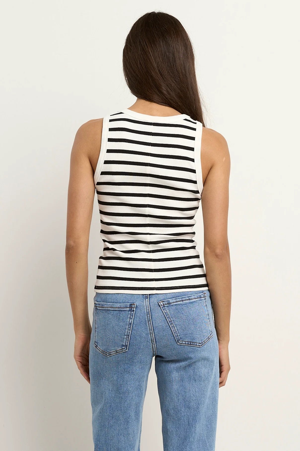 Cobble White Black Stripe Rib Tank