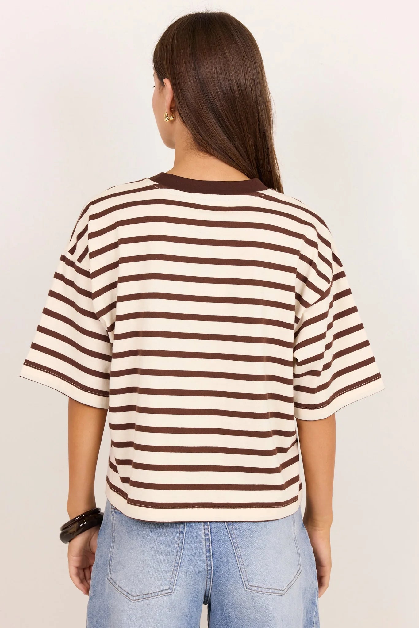 Cohesion Chocolate Vanilla Stripe Oversized Tee SS