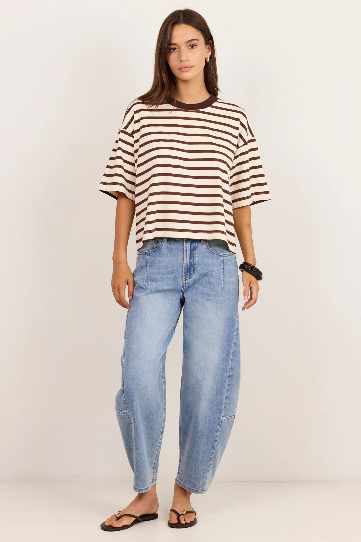 Cohesion Chocolate Vanilla Stripe Oversized Tee SS