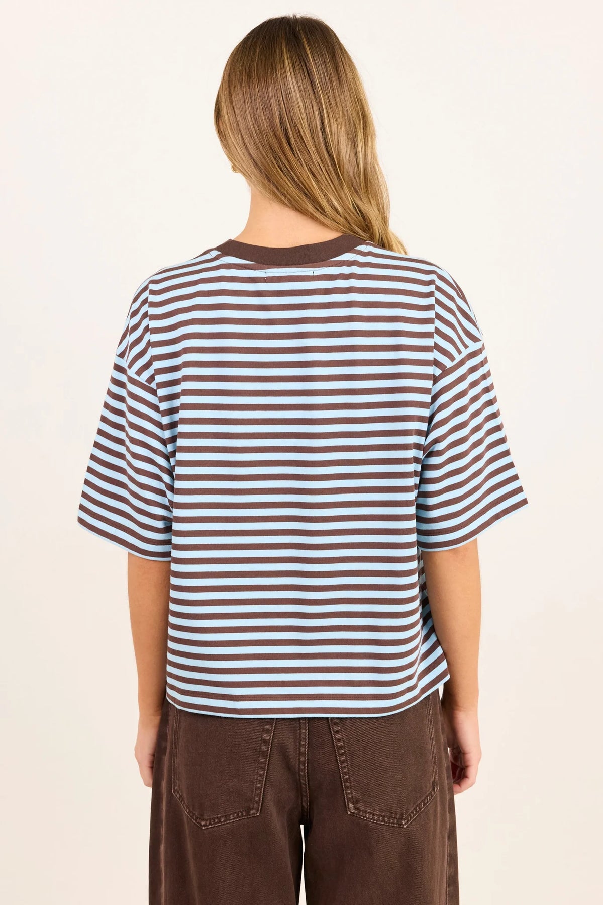 Cohesion Ice Blue Chocolate Stripe Oversized Tee