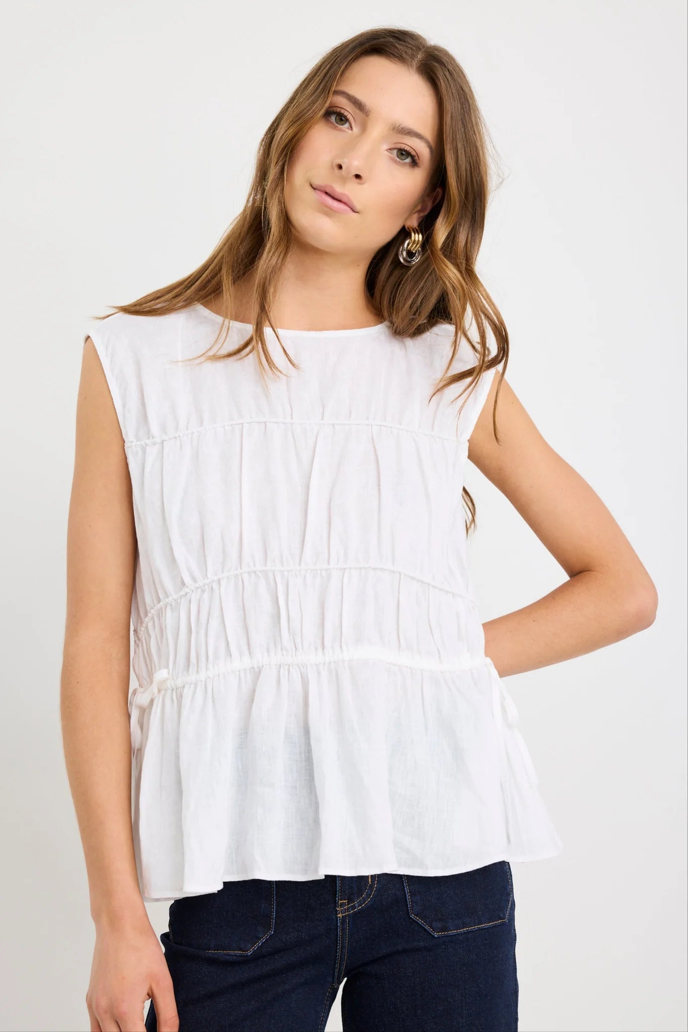 Context Ivory Linen Sleeveless Top