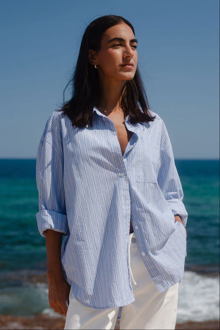 You got this oversized blue - navy shirt