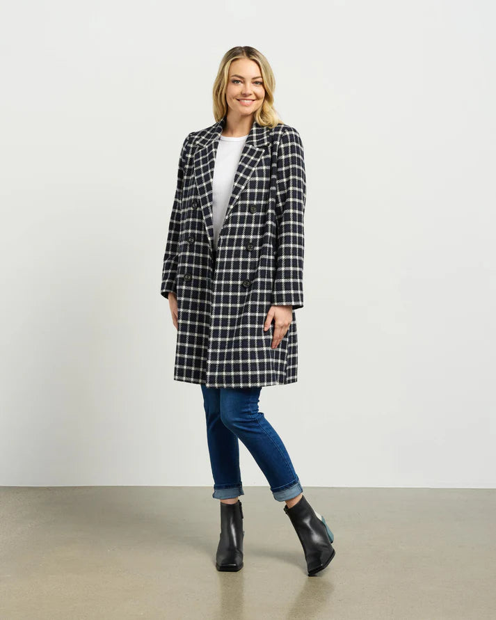 Ezra Coat Blue Black Plaid