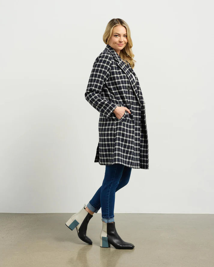 Ezra Coat Blue Black Plaid