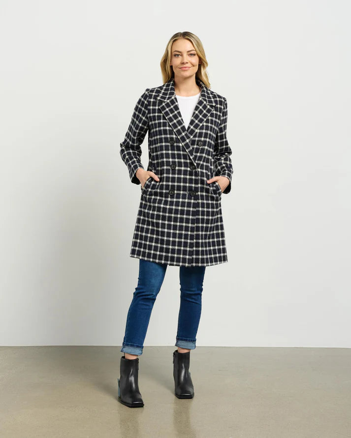 Ezra Coat Blue Black Plaid