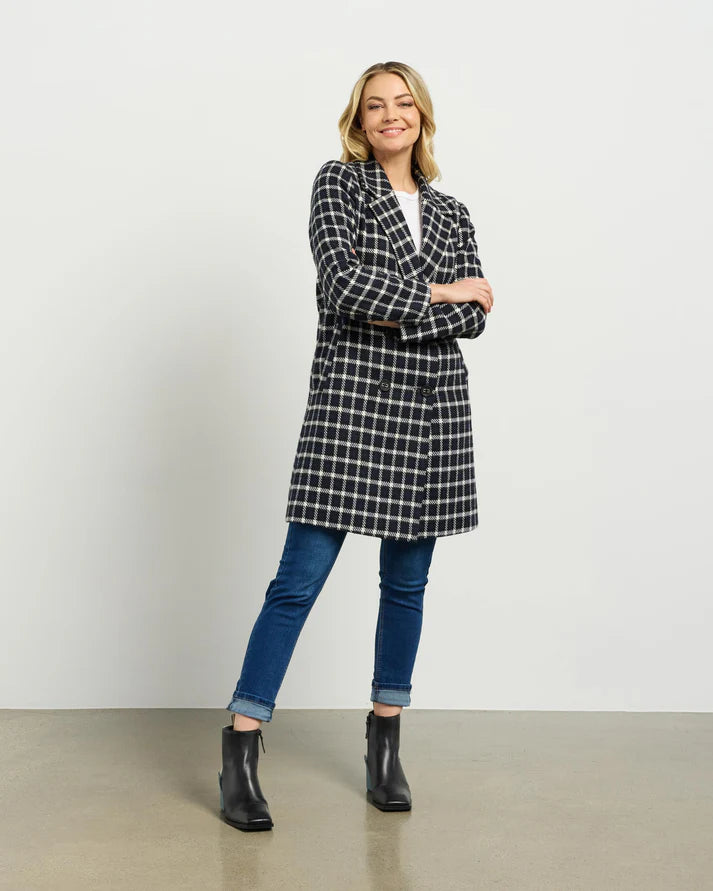 Ezra Coat Blue Black Plaid