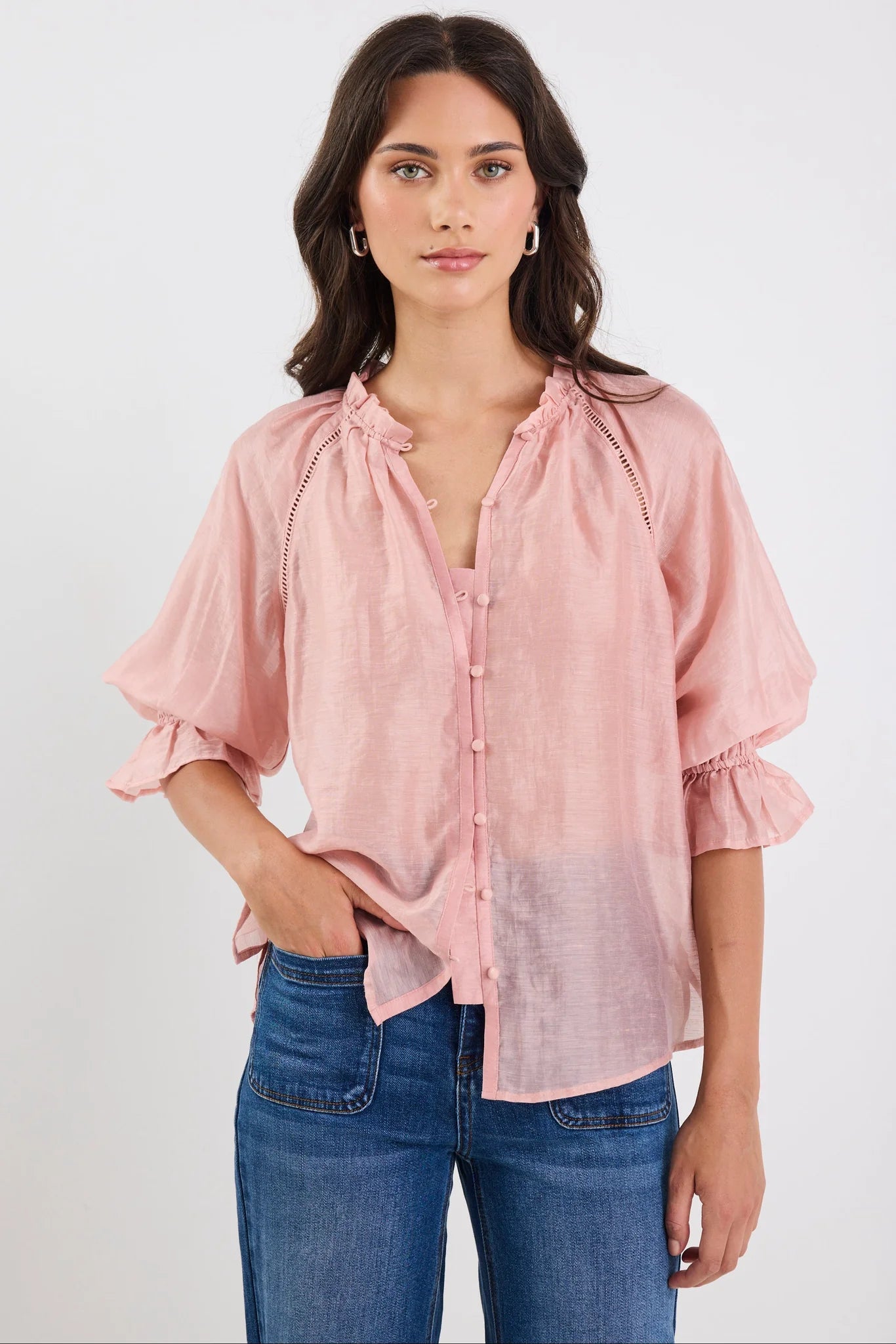 Encounter Blush Textured Button front top
