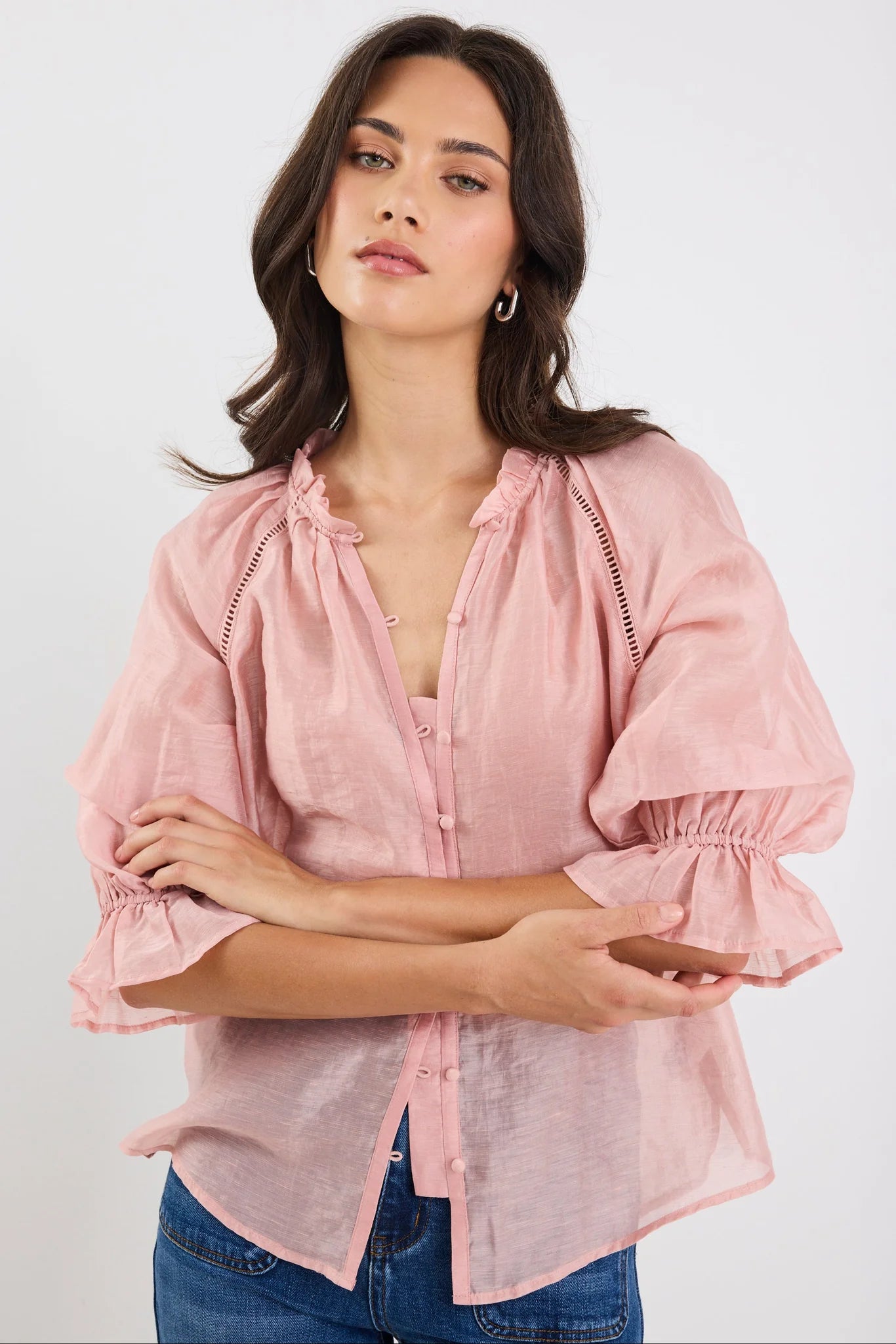 Encounter Blush Textured Button front top