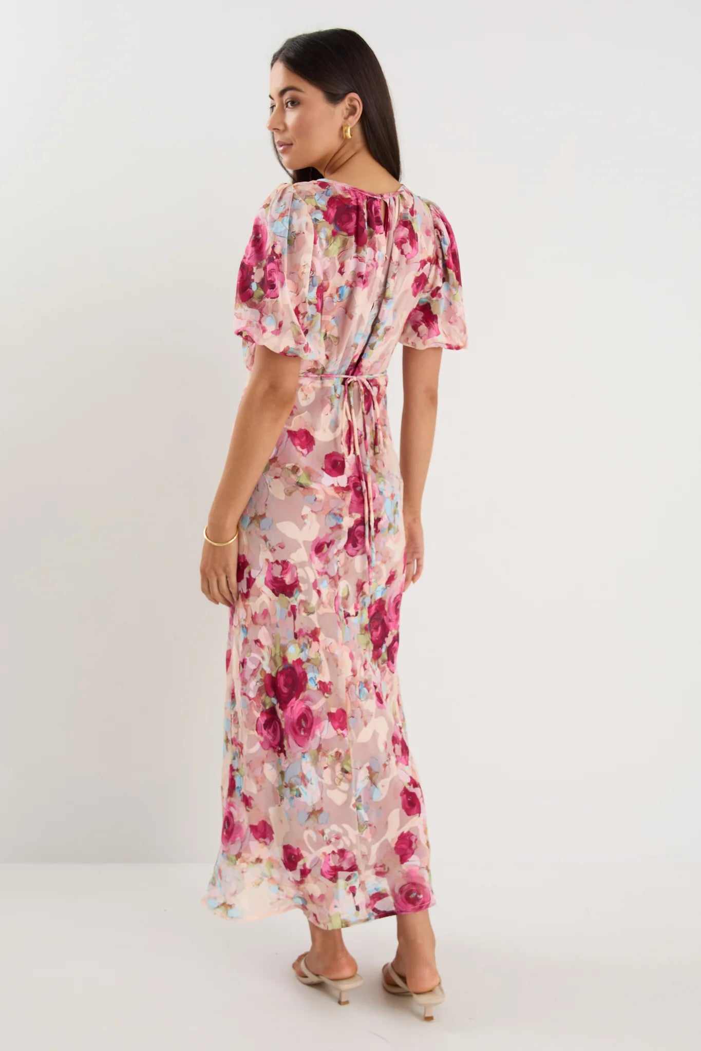 Exquisite Painted Rose Midi Dress